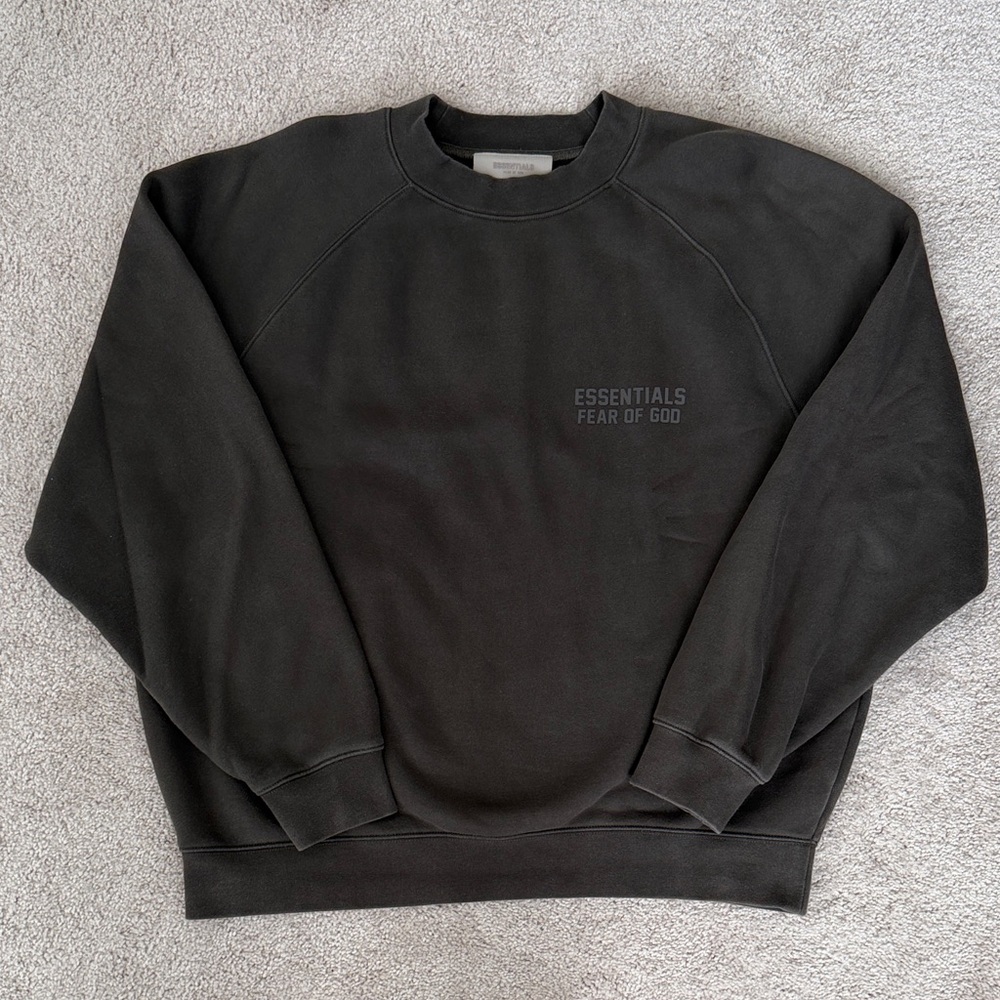 Fear of God Essentials Off Black Crewneck Sweatshirt Size L